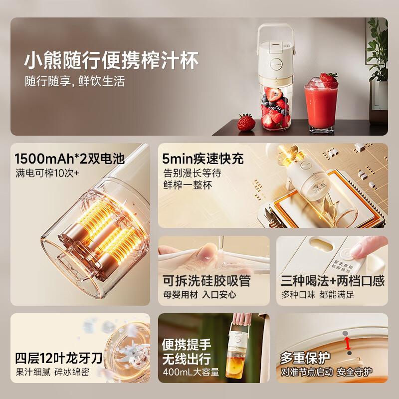 小熊(Bear)榨汁杯便携 电动多功能榨汁机小型果汁机 快充无线家用 LLJ-E04W5[升级款]高清大图