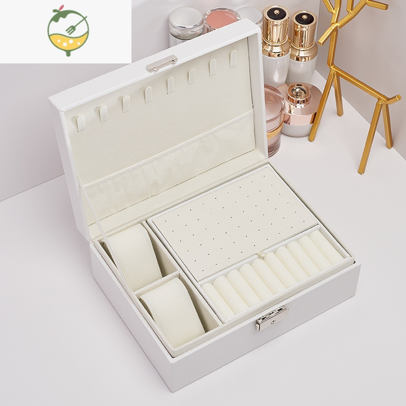 YICHENG首饰收纳盒双层大容量耳环耳钉耳饰手镯项链戒指防氧化饰品盒