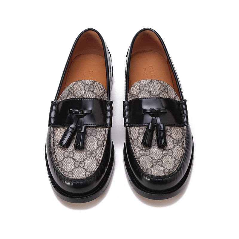 古驰gucci男士皮革帆布流苏装饰莫卡辛鞋乐福鞋单鞋皮鞋67381717x30