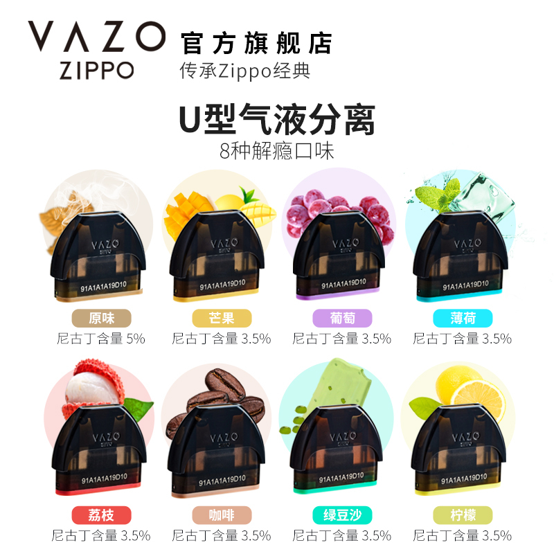 美国vazo_zippo 烟弹 电子烟烟弹 烟油雾化器 (8种口味) 冰爽薄荷