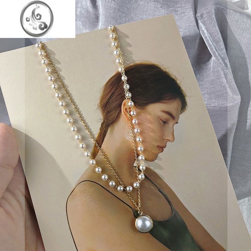 JiMi小众设计感高级双层珍珠项链女款轻奢时尚气质2023新款锁骨链图片