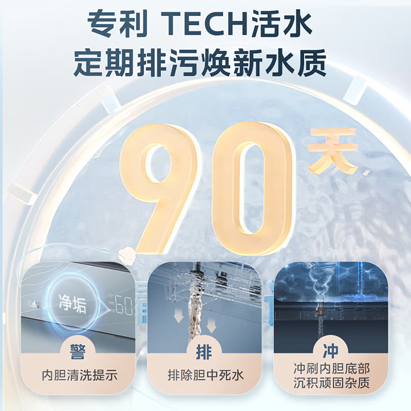 美的一级能效亲肤活水玲珑超薄80升双胆扁桶电热水器3300W水电分离80L F8033-UDpro(HE)高清大图