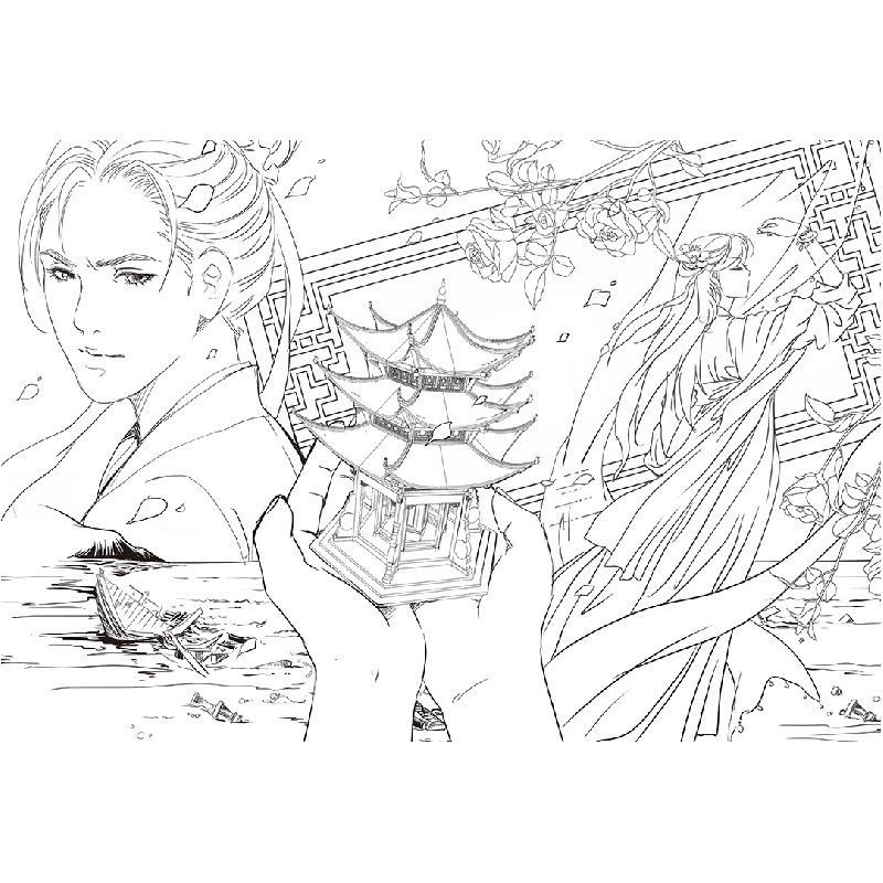 正版新书]线描之美 唯美古风插画线描图集张立薇9787115519788高清大图