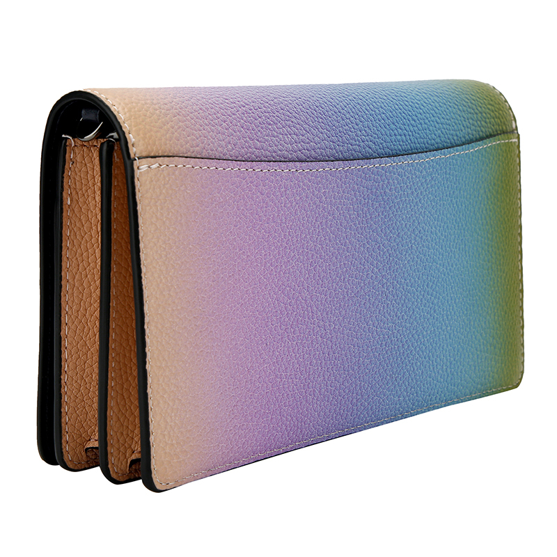 coach蔻驰奢侈品女士单肩包专柜款渐变色皮革手拿单