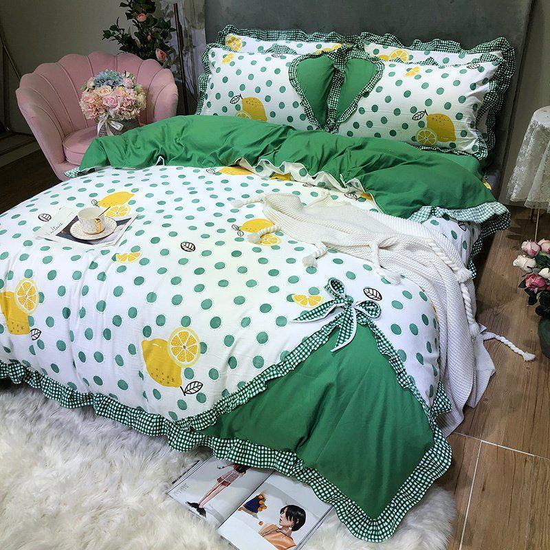 美帮汇床上用品款四件套蝴蝶结少女心公主风床单被套春秋款床品套件 柠檬之夏 1.8m床单款:（适合200*230被芯）四件套