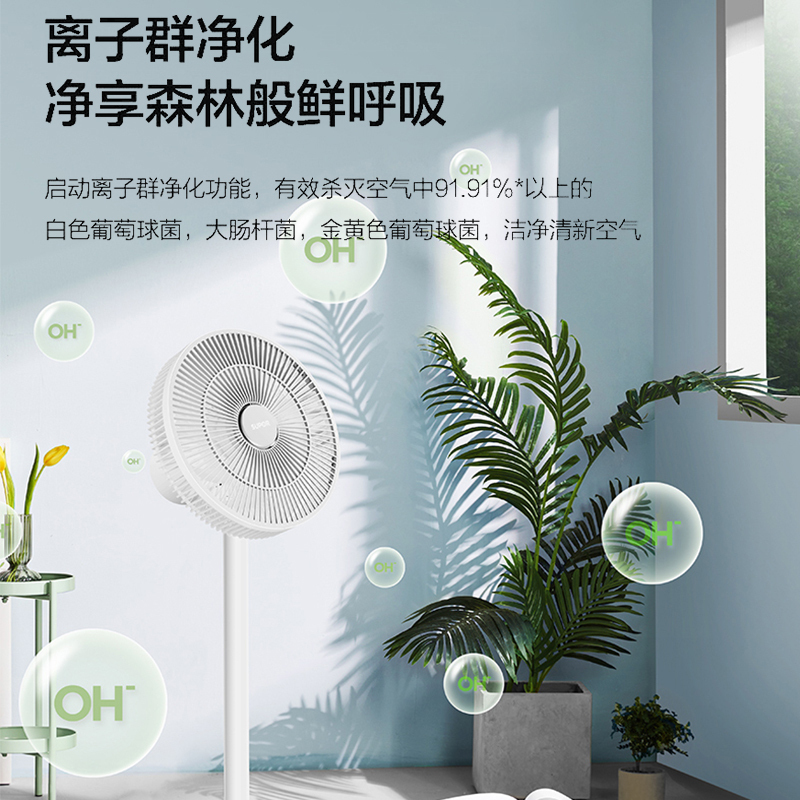 苏泊尔(SUPOR)电风扇家用落地扇立式大风量轻音循环扇带纳米离子群空气净化台地两用换气扇触控遥控三档风速四种模式高清大图