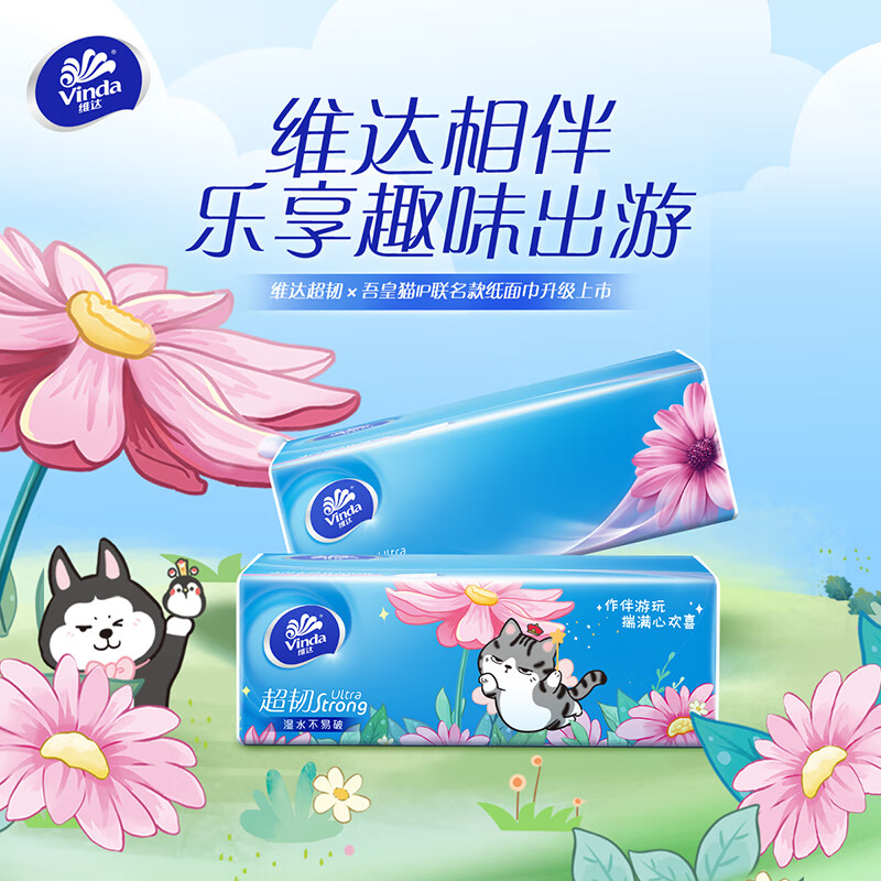 维达(Vinda)超韧抽纸卫生纸餐巾纸3层100抽24包 V2283-A高清大图