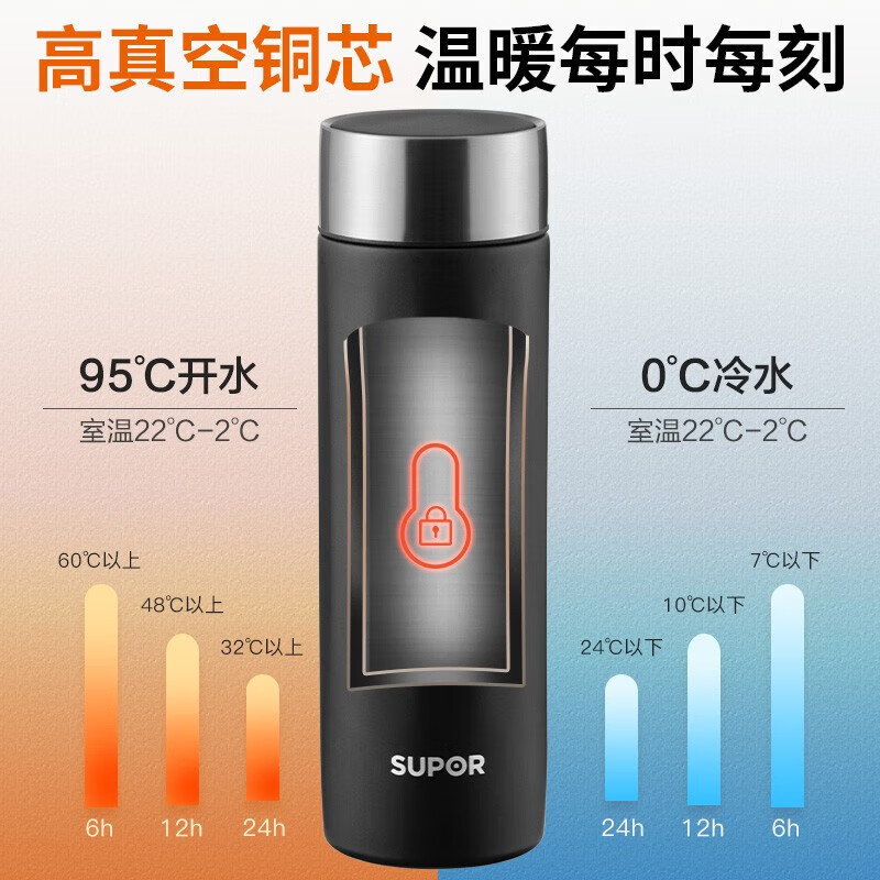苏泊尔(SUPOR)保温杯轻音钛杯男女士水杯茶杯茶水分离杯子伴手礼八一建军节礼物