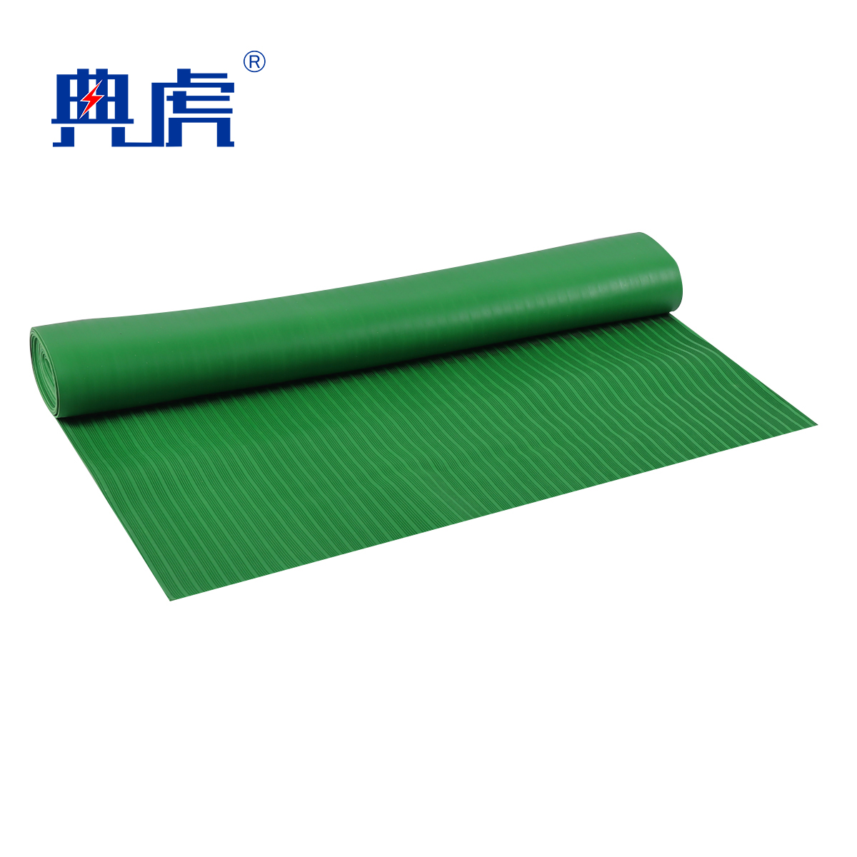 典虎 绝缘胶垫 绿色条纹3mm*1.2m*10m 6kv 卷高清大图