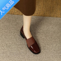 SUNTEK巨软法式复古小皮鞋女2023春秋新款方头乐福鞋粗中跟气质单巨