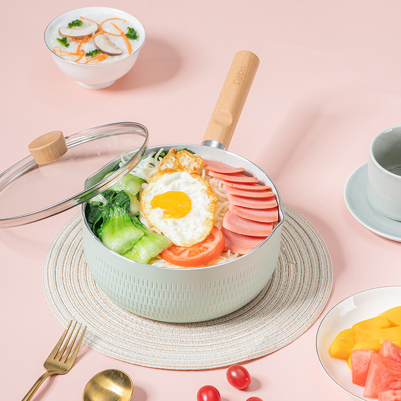 德铂(Debo) 格拉铝合金雪平锅不粘奶锅 婴儿宝宝辅食锅雪平锅燃气电磁炉通用20cm DEP-792