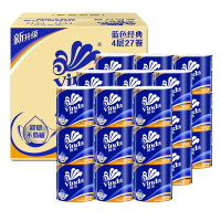 维达卷纸 蓝色经典4层140克27卷 卷纸箱装纸巾卫生纸卷纸面巾纸品手纸厕纸有卷筒纸有芯维达旗舰店正品4层加厚实惠可冲散