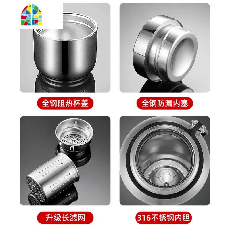 316不锈钢全钢保温杯男大容量1500ml司机水杯1000ml带滤网水壶 FENGHOU 500ml直身杯316+杯套图片