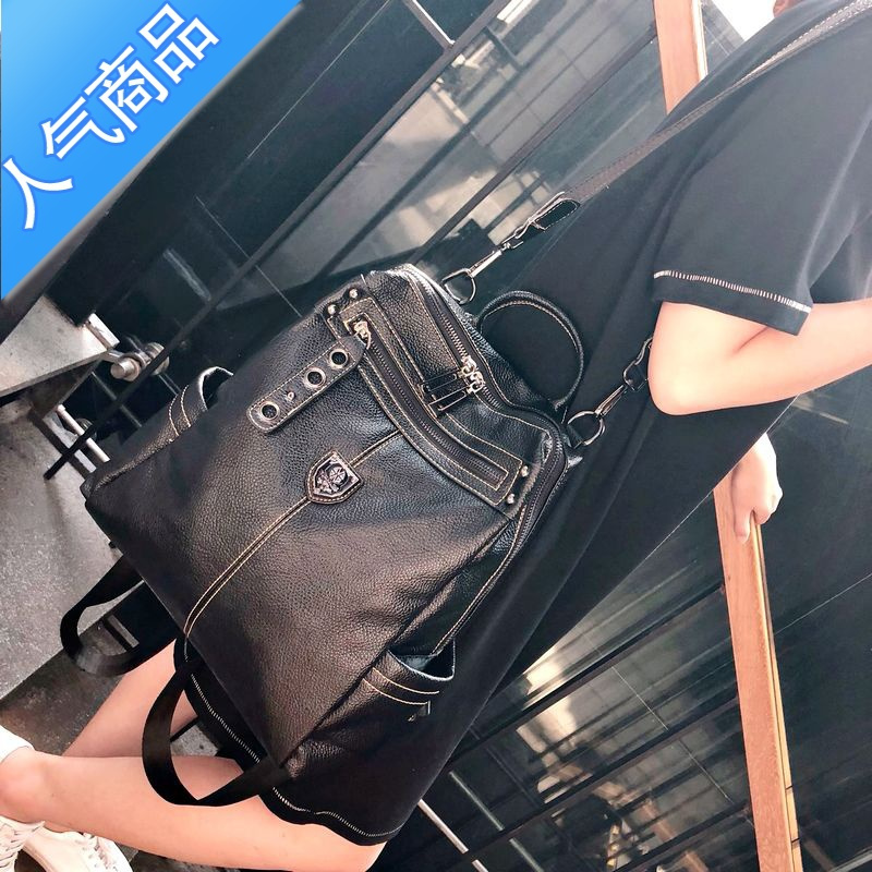 FENGHOU超火的双肩包女2021新款大容量时尚百搭旅行包两用软皮背包夏旅行包男女