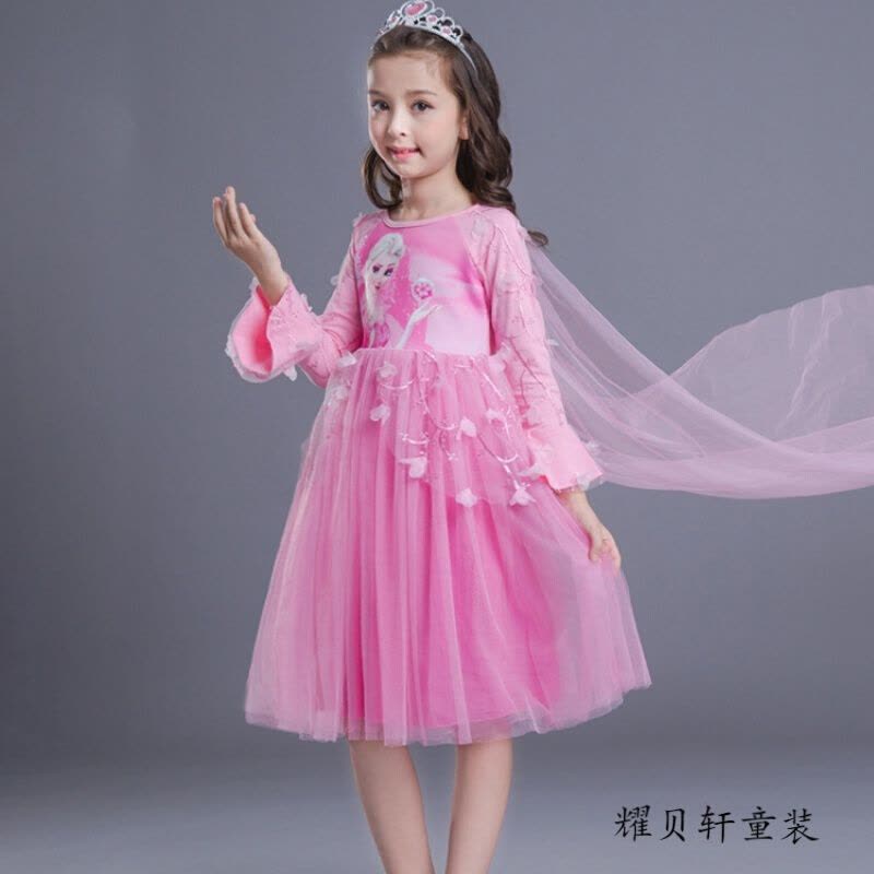 迪鲁奥(DILUAO)冰雪奇缘艾莎公主裙女童秋装长袖连衣裙苏菲亚长裙子爱莎儿童纱裙图片