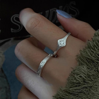 八芒星精致戒指女简约时尚叠戴甜酷风开口指环几何食指戒潮佩饰佩 R478单颗六芒星戒指