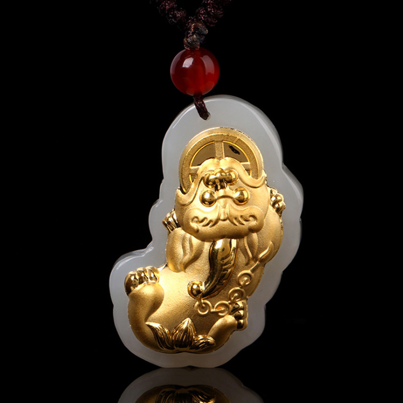 臻玉盈天然和田玉吊坠金镶玉貔貅玉坠和田玉吊坠和田玉貔貅玉石吊坠