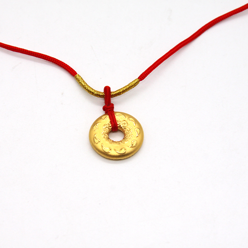 黄金吊坠男女款3d硬金祥云平安扣项坠足金心经转运珠情侣挂坠足金