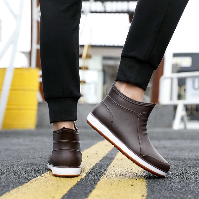 雨鞋魅扣男雨靴短筒时尚水鞋男士水靴轻便耐磨厨房工作钓鱼鞋