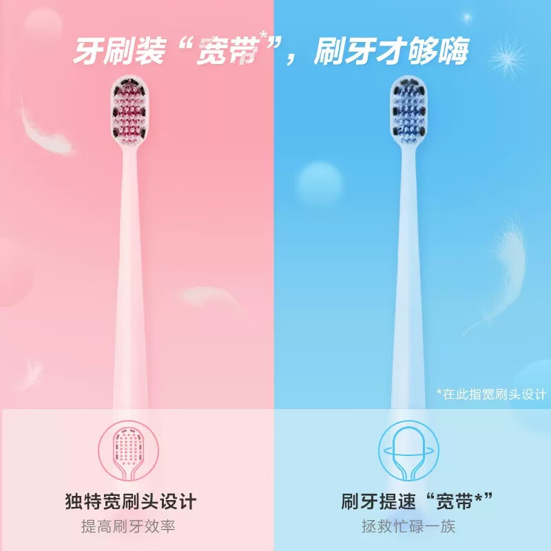 舒客(Saky)宽头双螺旋刷丝深洁护龈软毛牙刷(粉蓝色)双支装