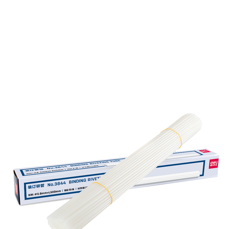 得力(deli)3844 财务装订机专用透明装订铆管Φ4.8mm*500mm 100支