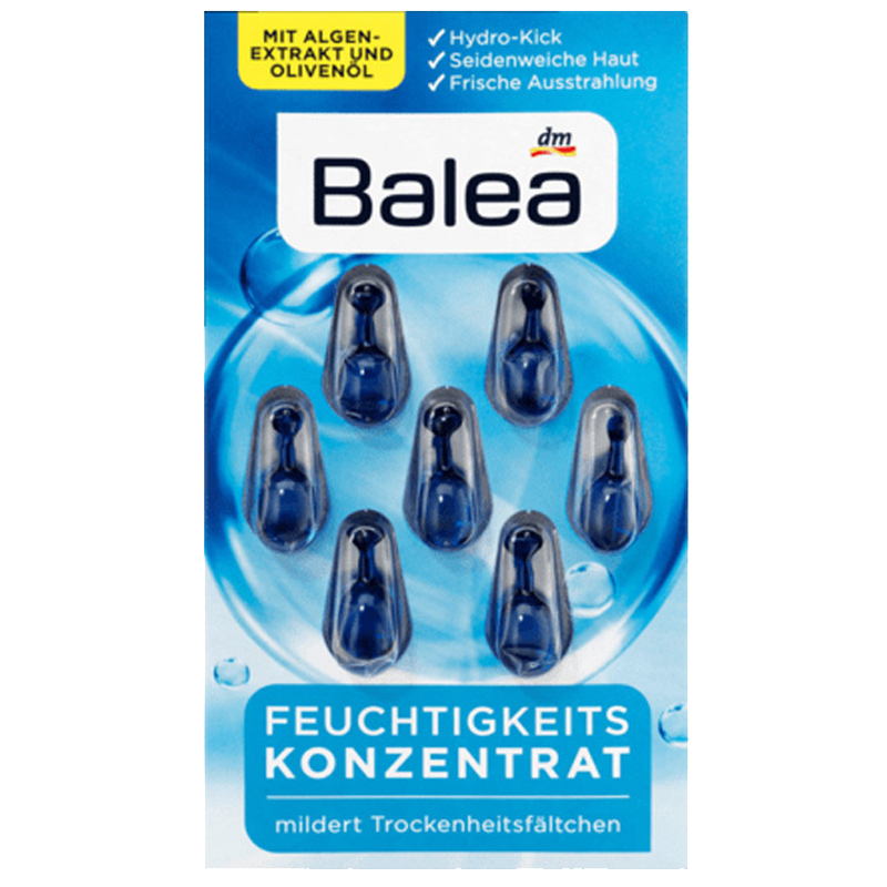 [爆发肌肤补水力]Balea芭乐雅维他命橄榄果油海藻精华素胶囊1ml/粒*7 滋润营养 亲和肌肤 适合各种肤质偏干性肤质