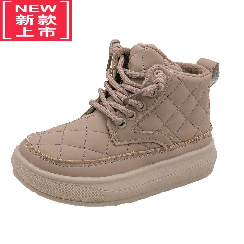 可莉允儿童靴子2022冬季新款男童鞋女童短靴二棉加绒皮靴洋气软底马丁靴图片