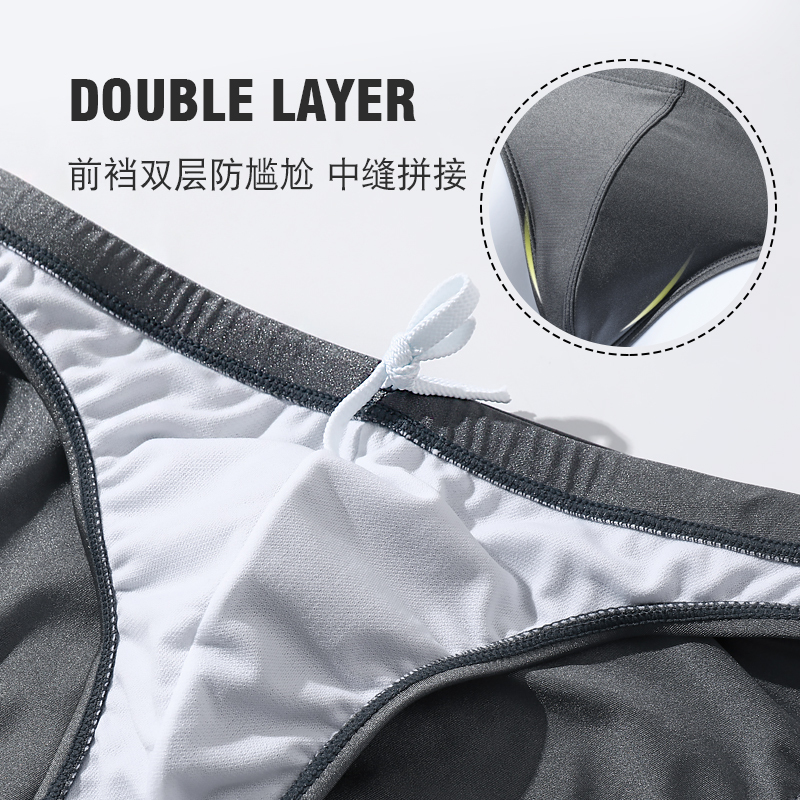 男士泳裤低腰性感三角游泳裤金属亮面质感速干成人专业泳衣男款