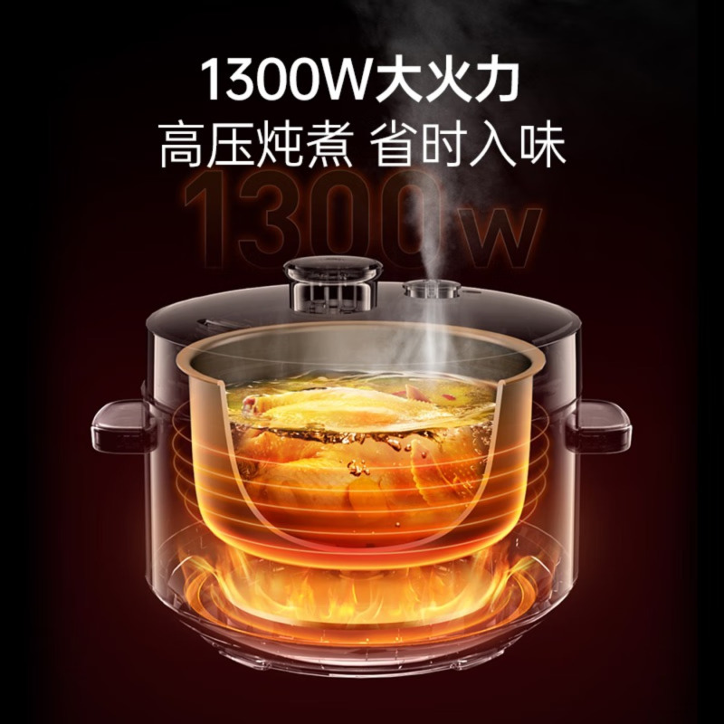 摩飞电器(Morphyrichards)电压力锅 家用4L多功能电高压锅电饭煲火锅 智能控压花式养生锅炖汤锅MR8700高清大图