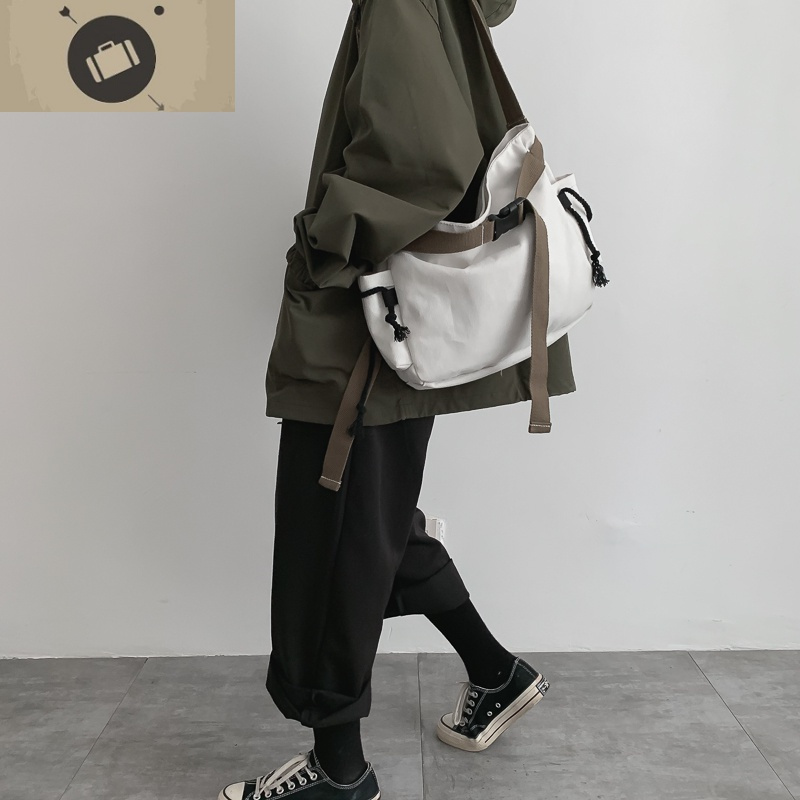 2020新款潮斜挎单肩帆布袋原宿韩版ulzzang工装大学生上课包包女 艾狄伊娃单肩包
