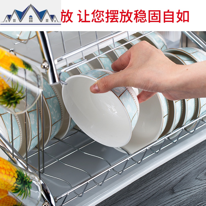 双层沥水碗架碗柜碗筷收纳柜多功能厨房置物架晾碗架洗碗架沥碗架 三维工匠高清大图