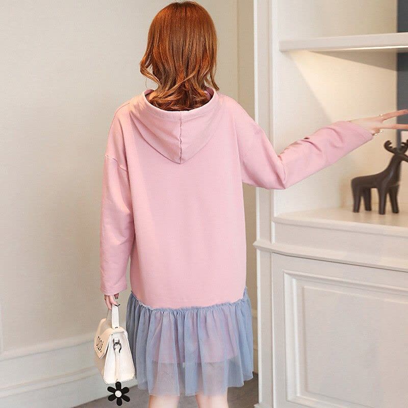 迪鲁奥(DILUAO)孕妇装2021秋冬新款辣妈韩版长袖宽松卫衣甜美可爱中长款秋季裙子图片