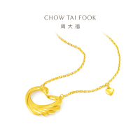 周大福时尚天鹅心形足金黄金项链计价(工费:280元)F221417送礼七夕礼物