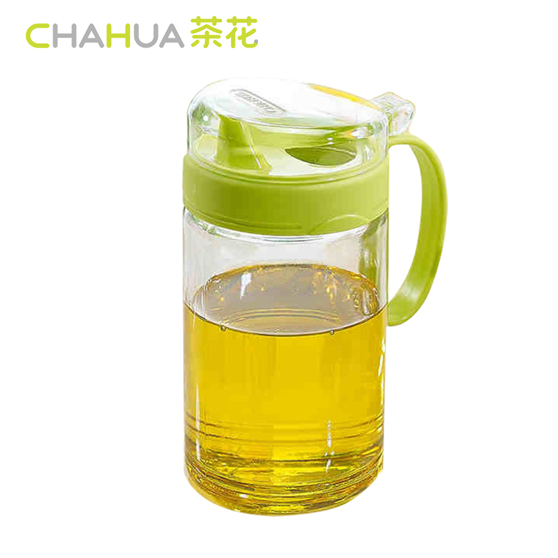 茶花(CHAHUA)玻璃油壶6001防漏油瓶酱油瓶醋瓶 草绿色 550ML玻璃瓶身