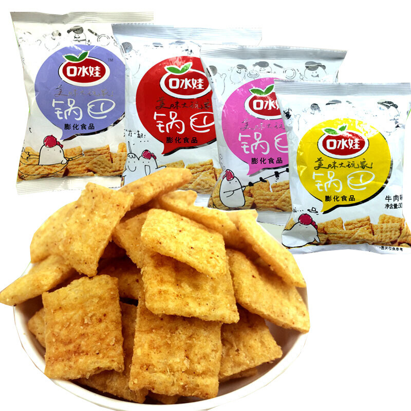 口水娃上海风味锅巴锅巴膨化小吃零食品童年的味道多口味26g香辣味26g