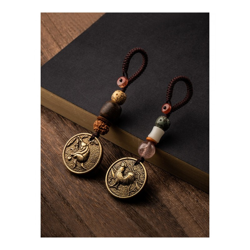 婴婴yingying全铜十二生肖汽车钥匙扣男士手工钥匙链招财铜挂件挂件