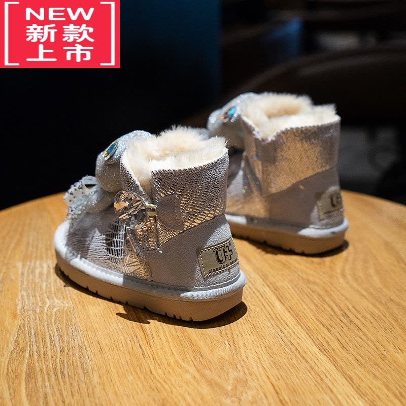 可莉允女童雪地靴2022冬季新款宝宝加绒加厚棉靴棉鞋中大童冬鞋儿童短靴图片
