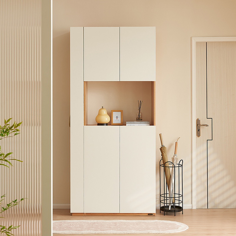 全友家居北欧风客厅入户柜多功能一体玄关柜鞋柜细致分区储物柜