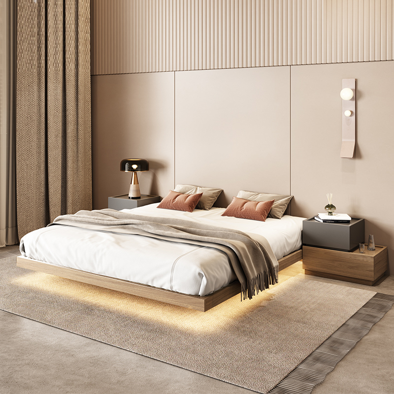 米奢床榻榻米床日式极简现代无床头床架公寓民宿床悬空板式悬浮床ccxf