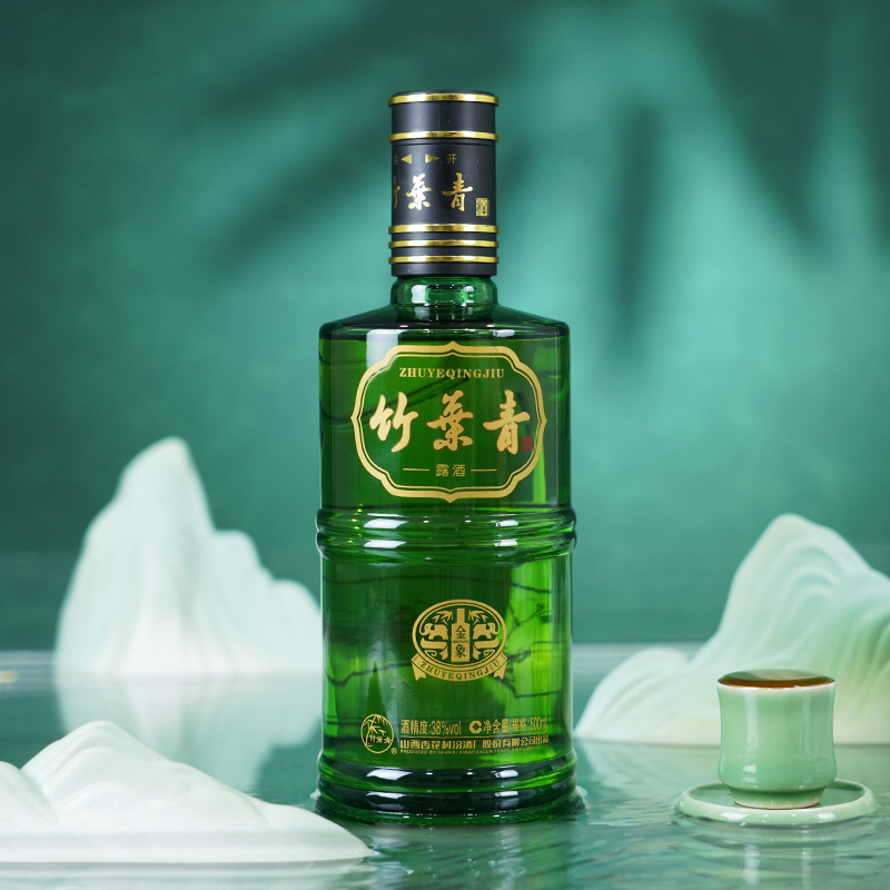 [官方正品]山西杏花村汾酒 38度金象竹叶青酒500mL *6瓶整箱装露酒高清大图
