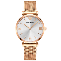 阿玛尼(EMPORIO ARMANI)手表AR1956石英表女简约潮流米兰尼斯编织表带女士手表 欧美品牌 质保两年
