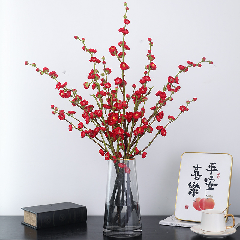 DXP 家居装饰新年摆件腊梅仿真花(五支)长约63cm高清大图