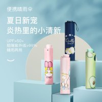 雨伞手开水果卡通伞折叠黑胶防晒遮阳晴雨两用太阳伞耐用-手动八骨黑胶-橘子T91038|55*8K