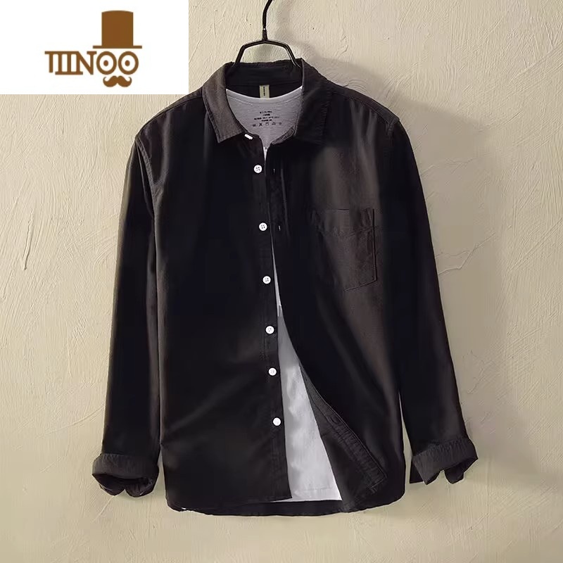 YANXU长袖衬衫男士修身寸衫大码薄款牛津纺商务休闲上衣服高清大图