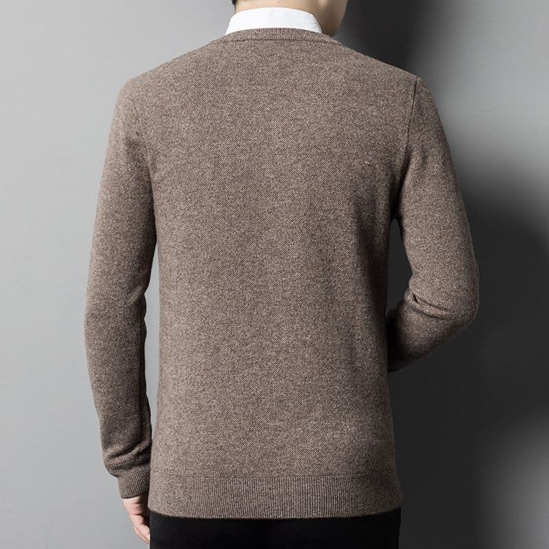 加厚V领羊绒衫男士100纯羊毛绒春秋V领纯色双股加厚款中年鸡心领毛衣V领羊毛衫男2024秋季新款商务纯色高端针织毛衣图片