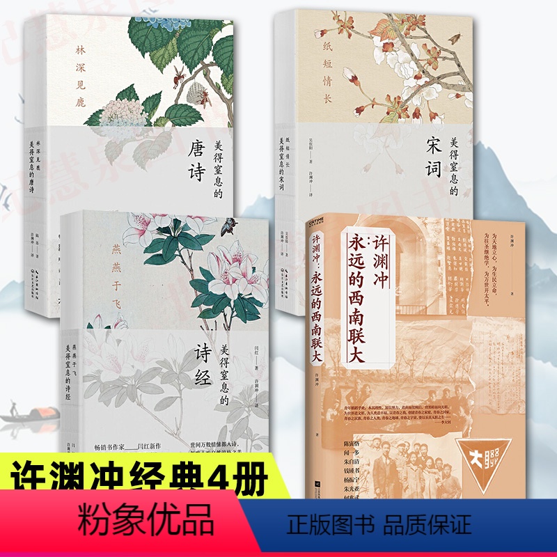 [正版]全4册 许渊冲 美得窒息的唐诗+诗经+宋词+永远的西南联大 许渊冲经典英译 翻译唐诗 纸短情长 林深见鹿 中英高清大图