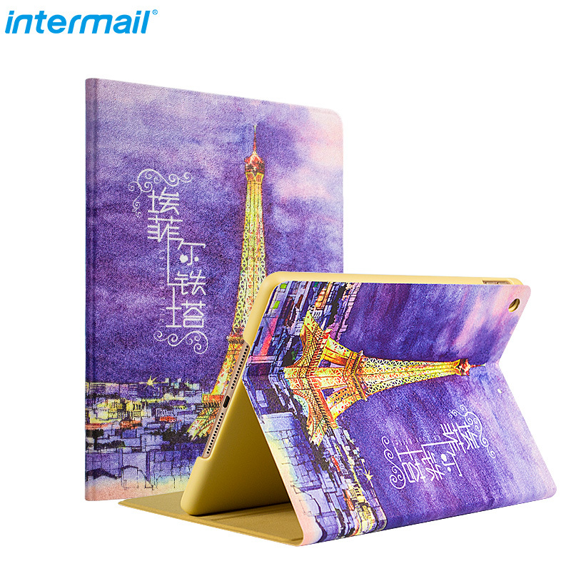 intermail 2017新iPad 9.7英寸保护套 2018新款苹果平板电脑iPad保护套轻薄防摔PU皮套 欧美风
