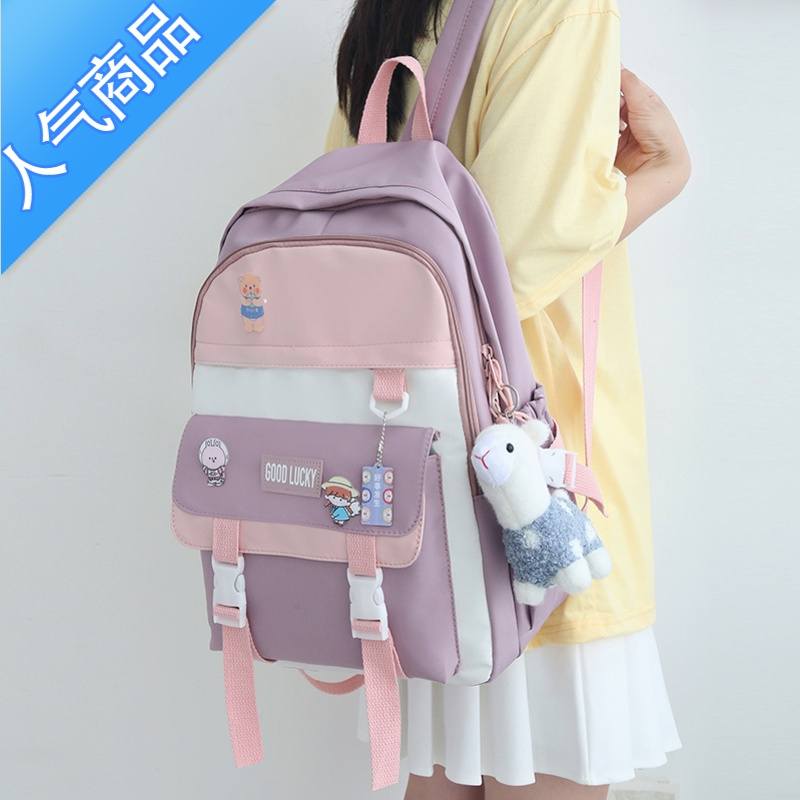 封后原创小众书包女大学生高中初中生ins风日系简约森系背包夏双肩包学生书包