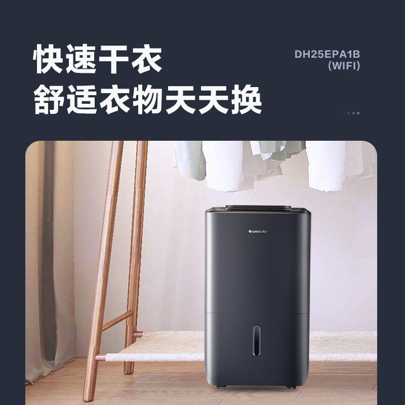 格力)GREE)抽湿机/除湿机 家用卧室办公室干衣净化除湿器 25升/天 适用70平方米以内 智能数控DH25EPA1B