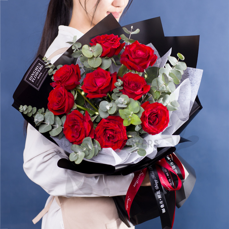 玫瑰鲜花礼物 如愿鲜花 9朵红玫瑰花束送女友爱人女神老婆 南京重庆